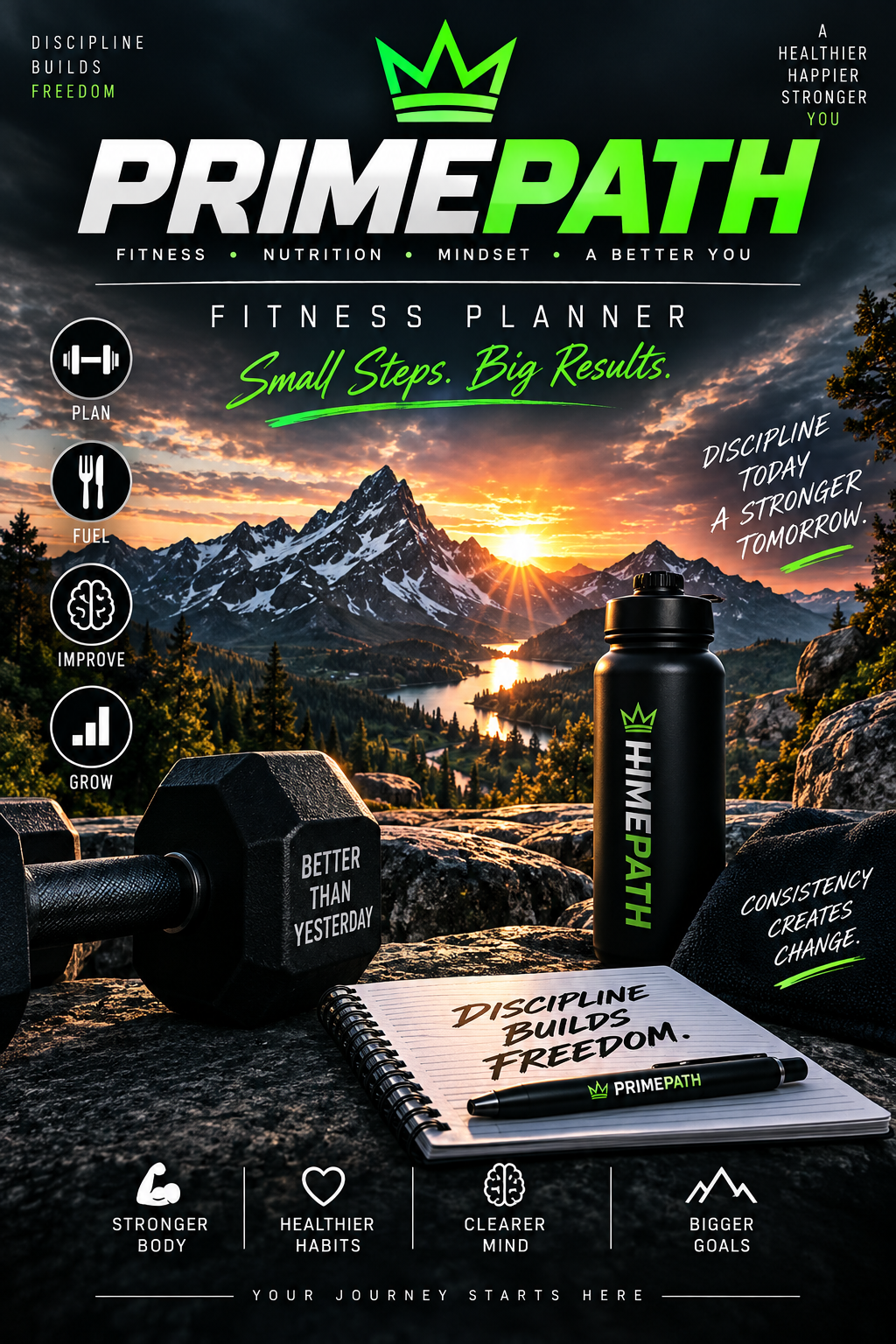 PrimePath™ Ultimate Fitness & Wellness Planner — 12-Week Workout, Nutrition & Habit Tracker